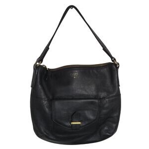 Vintage Fossil Cowhide Pebbled Leather‎ Shoulder Bag Black Y2K